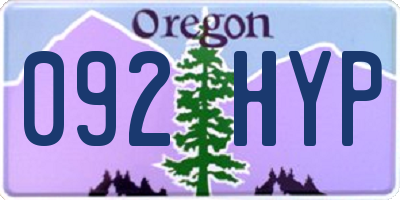 OR license plate 092HYP