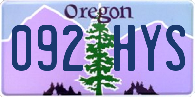 OR license plate 092HYS