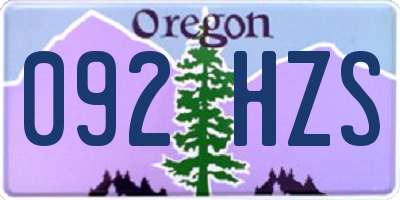 OR license plate 092HZS