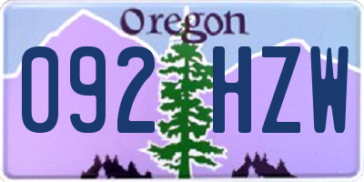 OR license plate 092HZW