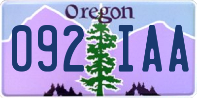 OR license plate 092IAA