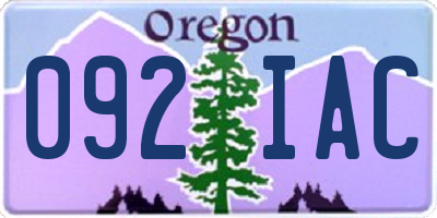 OR license plate 092IAC