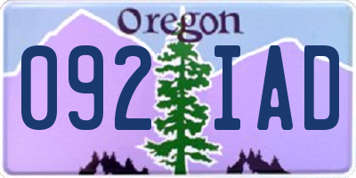 OR license plate 092IAD