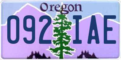OR license plate 092IAE