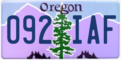 OR license plate 092IAF