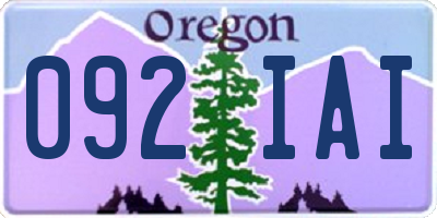 OR license plate 092IAI
