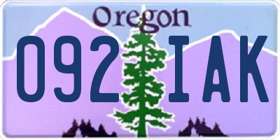 OR license plate 092IAK