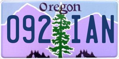 OR license plate 092IAN