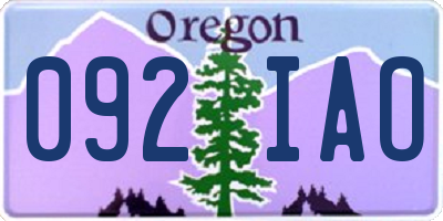 OR license plate 092IAO
