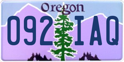 OR license plate 092IAQ