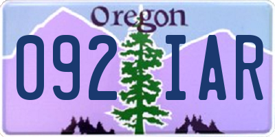 OR license plate 092IAR