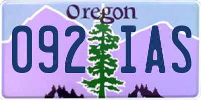OR license plate 092IAS