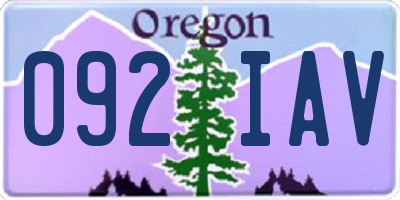 OR license plate 092IAV