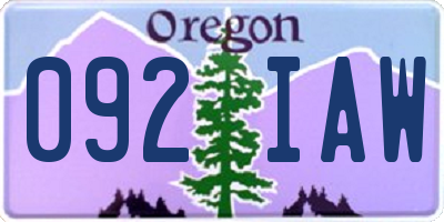 OR license plate 092IAW