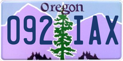 OR license plate 092IAX