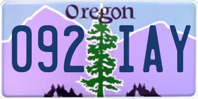 OR license plate 092IAY