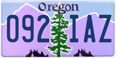 OR license plate 092IAZ