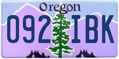 OR license plate 092IBK