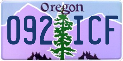 OR license plate 092ICF
