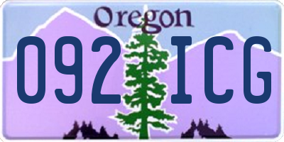 OR license plate 092ICG