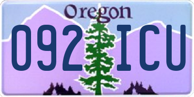OR license plate 092ICU