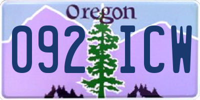 OR license plate 092ICW