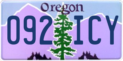 OR license plate 092ICY