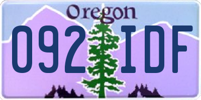 OR license plate 092IDF