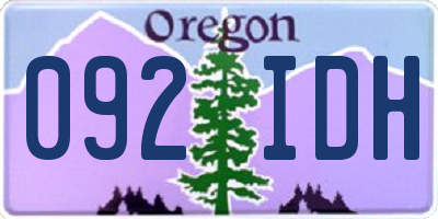 OR license plate 092IDH