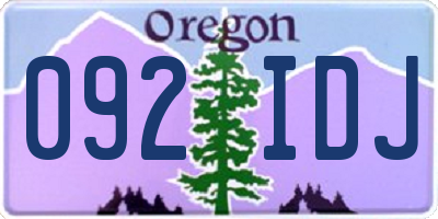 OR license plate 092IDJ