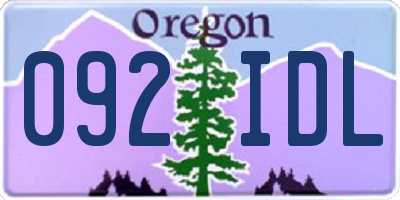 OR license plate 092IDL