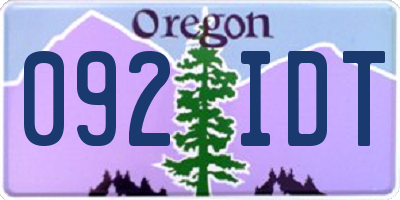 OR license plate 092IDT