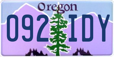 OR license plate 092IDY