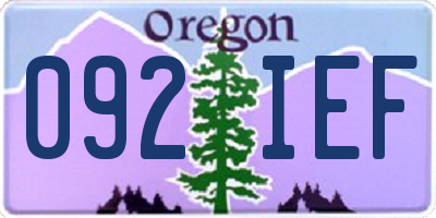 OR license plate 092IEF