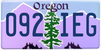 OR license plate 092IEG