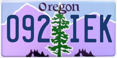 OR license plate 092IEK