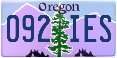 OR license plate 092IES