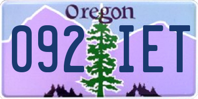 OR license plate 092IET