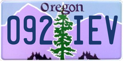 OR license plate 092IEV