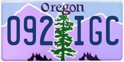 OR license plate 092IGC