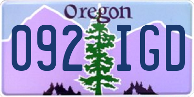 OR license plate 092IGD