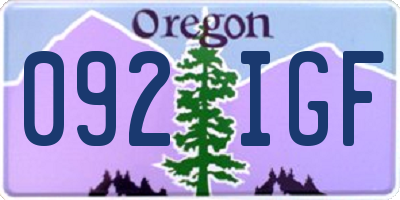 OR license plate 092IGF