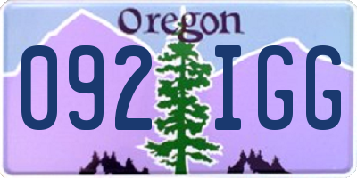 OR license plate 092IGG