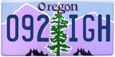 OR license plate 092IGH