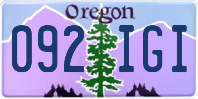 OR license plate 092IGI
