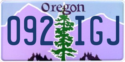 OR license plate 092IGJ