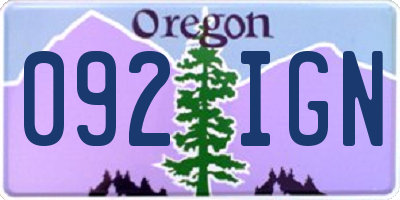 OR license plate 092IGN