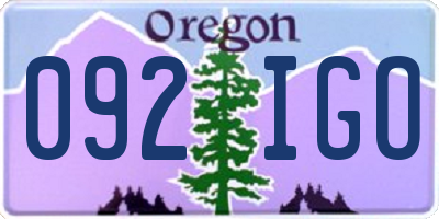 OR license plate 092IGO