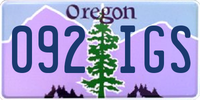 OR license plate 092IGS