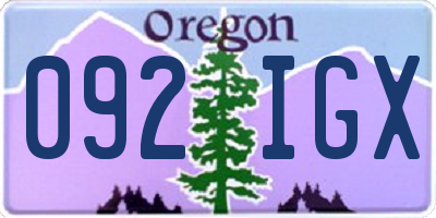 OR license plate 092IGX